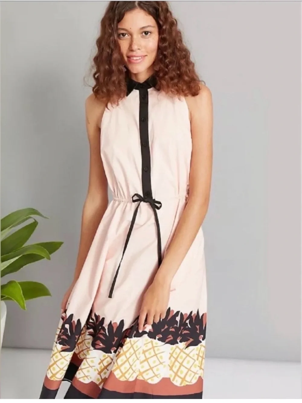 Kate Spade Sleeveless Pineapple Print Midi Dress Size M